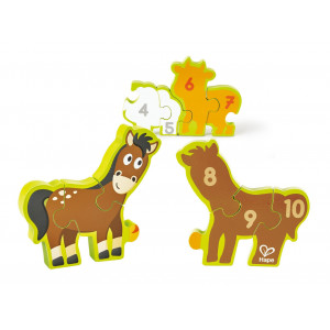 Puzzle din lemn pentru copii cu numere si animale de la ferma - Img 2