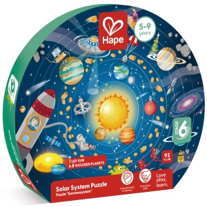Puzzle Sistemul Solar pentru copii, cu led si planete din lemn (102 piese) - Img 5