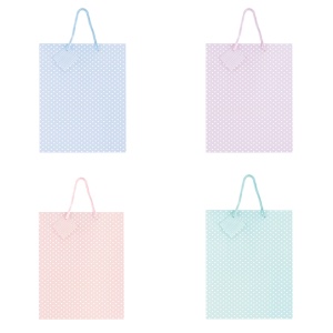 Sacosa Pastel cu buline, din hartie cu maner din snur, 17.8 x 23 x 9.8 cm (20 buc/display)