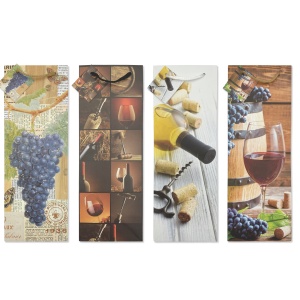 Sacosa sticla de vin, din hartie plastifiata mata cu maner din snur, 13 x 36 x 10 cm (20 buc/display) - Img 6