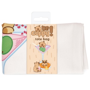 Sacosa textila canvas BeCappy Capibara – cu imprimeu pe ambele fete, 4 modele asortate (12 buc/display) - Img 2