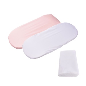 Set 2 cearsafuri cosulet si landou 72x30 cm bumbac 100% alb roz+ protectie impermeabila - Img 1