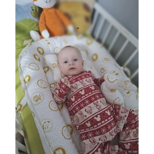 SET Baby Nest Delux Alb - Ursuleții Zâmbitori, cu Pernă și Jucărie - Img 1