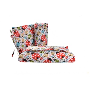 Set complet 7 piese lenjerie si aparatori patut 120x60 cm model buburuze - Img 2