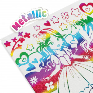 Set creativ - Coloreaza pe panza printesa si unicorn cu efect metalic - Img 4