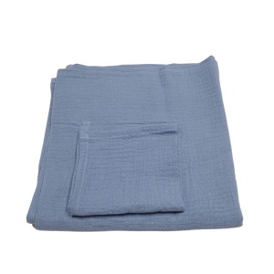 Set Muselină Bumbac 100% Certificat: 1 Mare 110x110 cm și 1 Mică 30x30 cm, Culoare bleu - Img 1