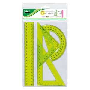 Set sabloane din plastic transparent – 4 piese cu rigla 20 cm, in punga agatatoare