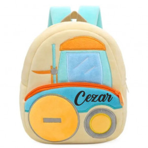 Ghiozdan din plus mașinuță 3 pentru copii personalizat