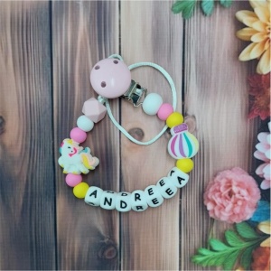 Lănțișor pentru suzetă personalizat -Unicorn-