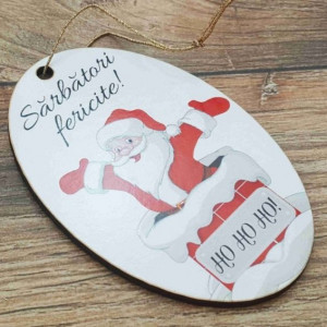 Ornament pom -HO HO HO -