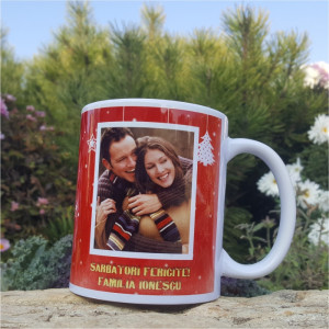 Cana personalizata cu 2 poze si text -Crăciun- - Img 2