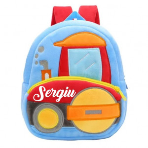 Ghiozdan din plus mașinuță 4 pentru copii personalizat