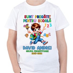 Tricou personalizat pentru copii - Pregătit pentru scoală-