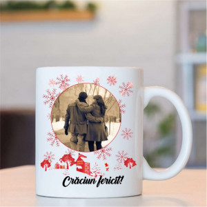 Cană personalizată cu 2 poze și text -Crăciun-