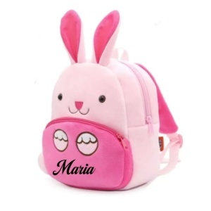 Ghiozdan din plus iepuraș pentru copii personalizat