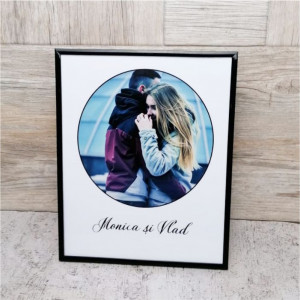 Rama foto personalizată cu o poză și text -Cerc- 24x30