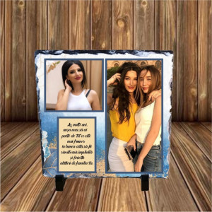 Piatra ardezie personalizata cu 2 poze si text