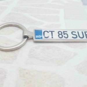 Breloc personalizat cu numarul masinii sau text ARGINTIU 2 - Img 2