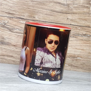 Cana cu toarta inima personalizata cu 3 poze si text M2 - Img 2
