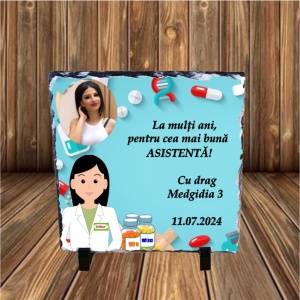 Piatra ardezie personalizata cu poza -Asistentă-