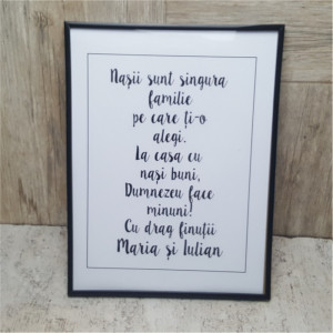 Tablou cu mesaj pentru nași