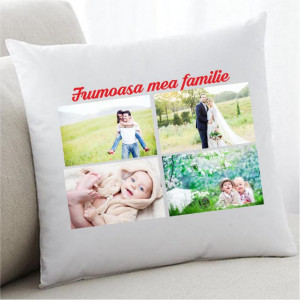 Perna personalizata cu 4 poze si text