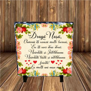 Piatra ardezie personalizata -Dragă nașă-
