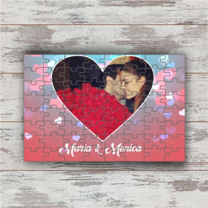 Puzzle personalizat cu o poza si text -Inimă-