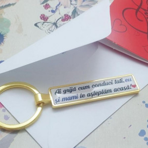 Breloc personalizat cu numarul masinii sau text AURIU - Img 2