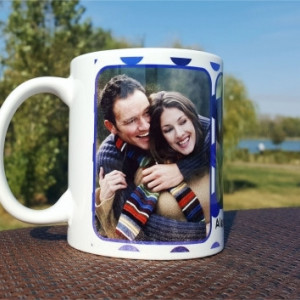 Cana personalizata cu 3 poze si text -model buline blue- - Img 3