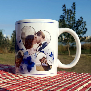 Cana personalizata cu 5 poze si text -inima- - Img 1