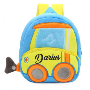 Ghiozdan din plus mașinuță 2 pentru copii personalizat