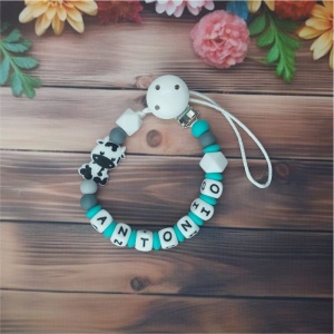 Lănțișor pentru suzetă personalizat -Văcuță-