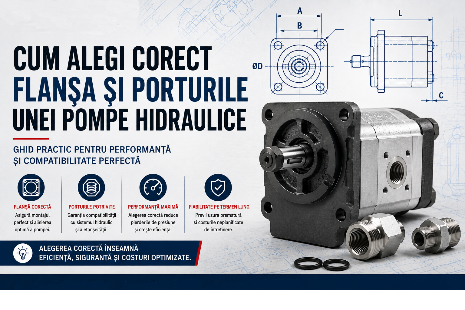 Cum alegi corect flanșa și porturile unei pompe hidraulice
