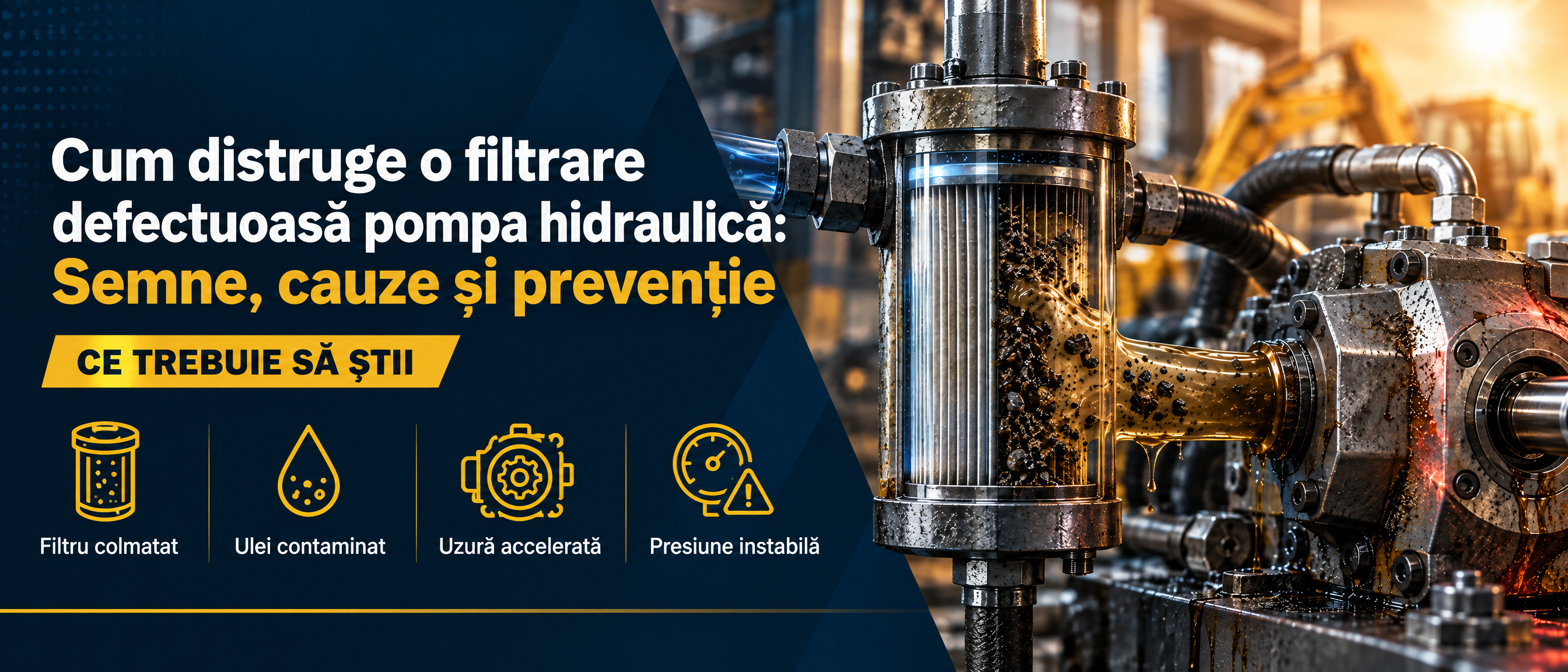 Cum distruge o filtrare defectuoasă pompa hidraulică: Semne, cauze și prevenție