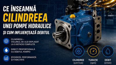 Ce este cilindreea unei pompe hidraulice și cum influențează debitul?