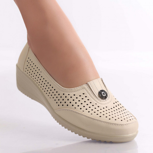 Дамски ежедневни обувки Beige Ecological Leather Neleba