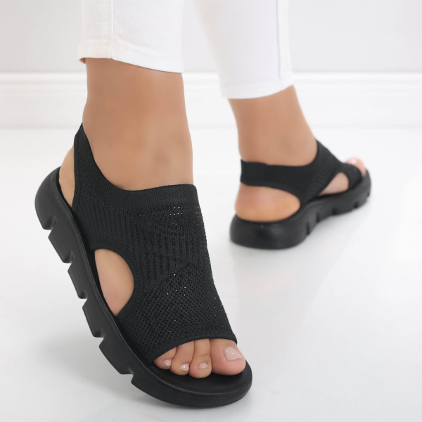 Дамски черни сандали без ток от Dilan Текстил