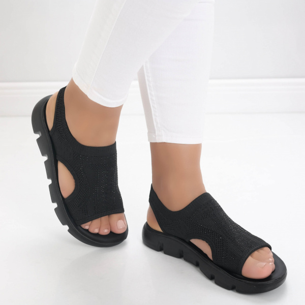 Trovy Черни текстилни дамски сандали Heelless