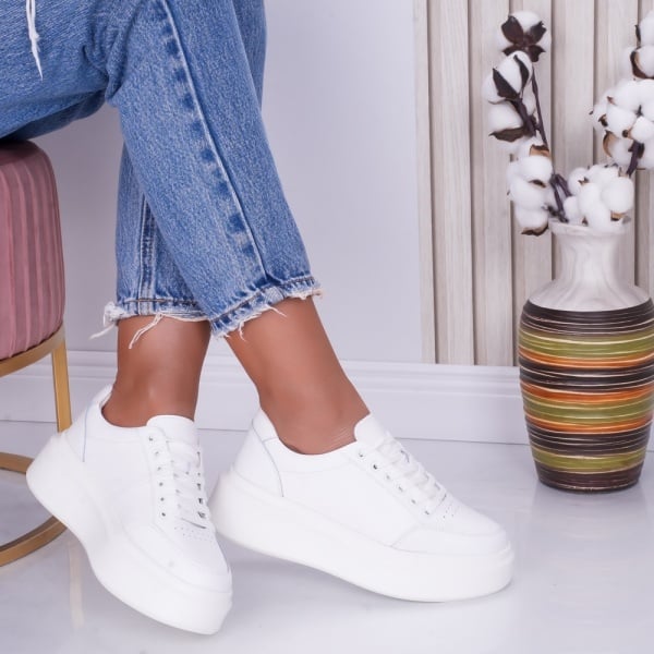 Women's Casual White Natural Leather Shoes Bria