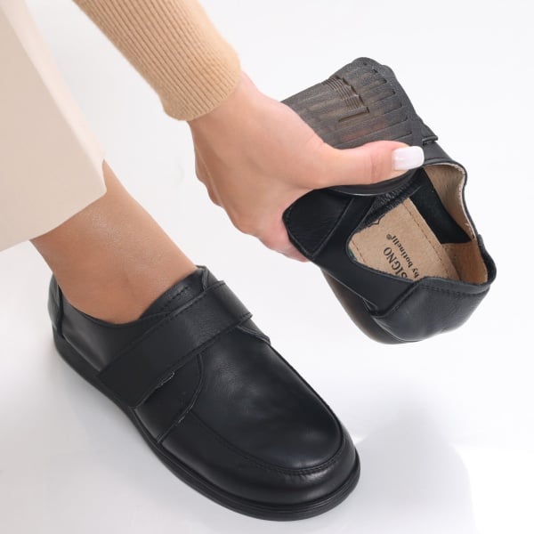 Women's Casual Black Natural Leather Shoes Jarin