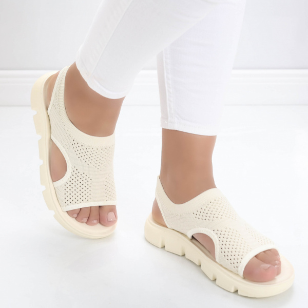 Дамски сандали без ток Бежови от Textil Meneza