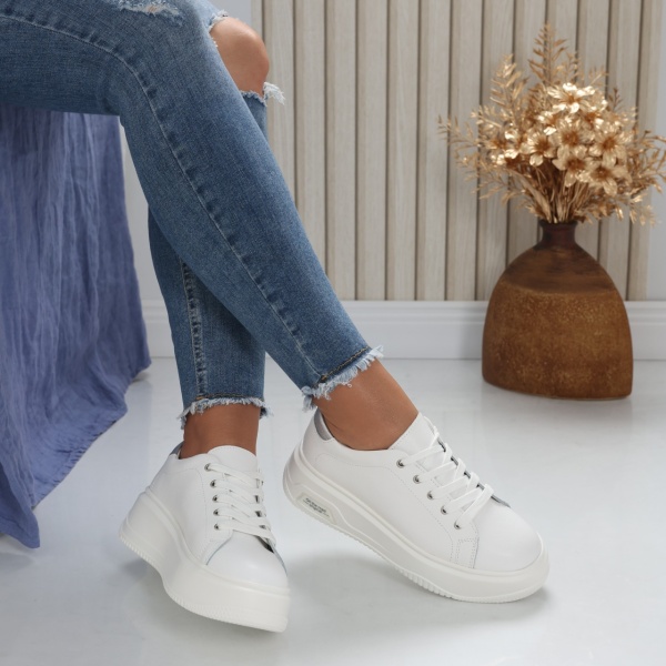 Women's Casual White Natural Leather Shoes Issa