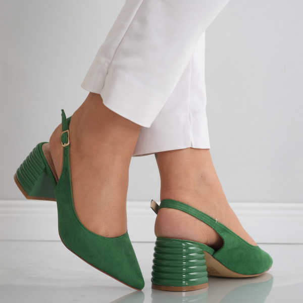 Зелени дамски обувки от органична кожа Acalia
