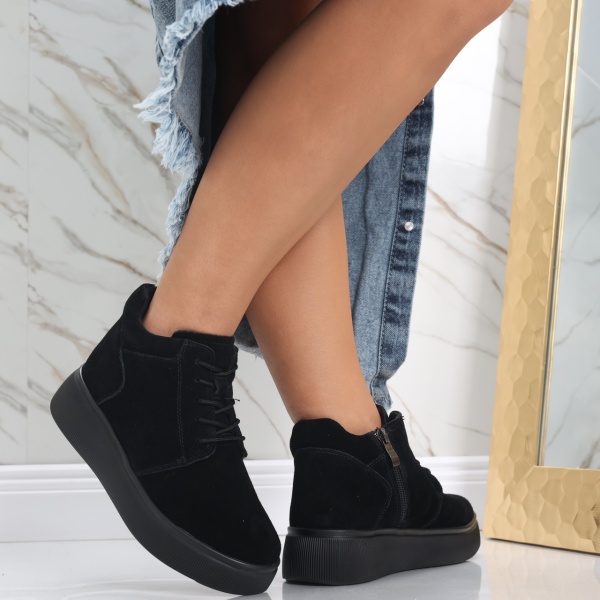 Navara Women's Black Suede Ботуши от естествена кожа Navara