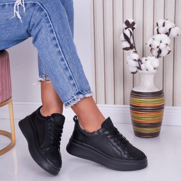 Women's Casual Black Natural Leather Shoes Lizy