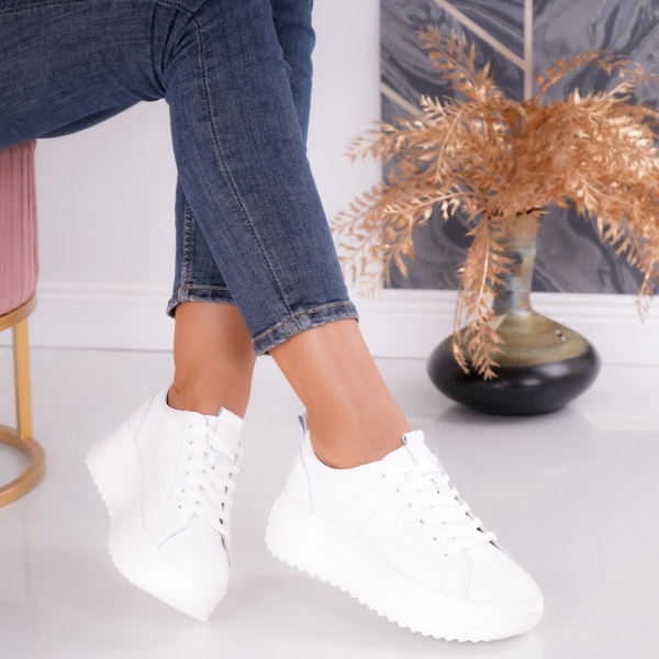 Women's Casual White Natural Leather Shoes Shula