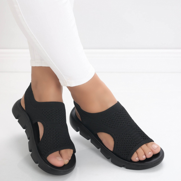 Дамски черни сандали без ток от Meneza Textile