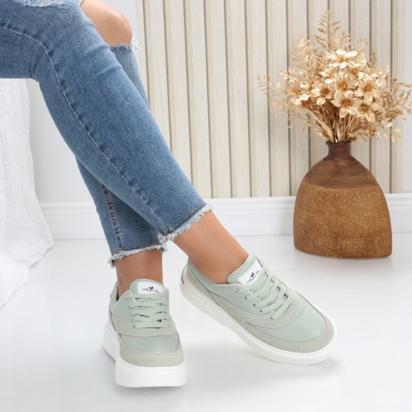 Women's Casual Green Natural Leather Shoes Nely