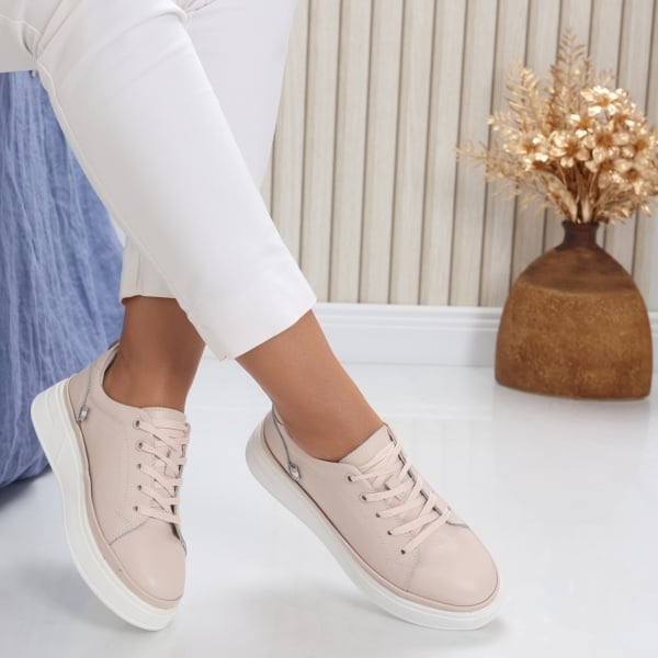 Women's Casual Pink Natural Leather Shoes Novea